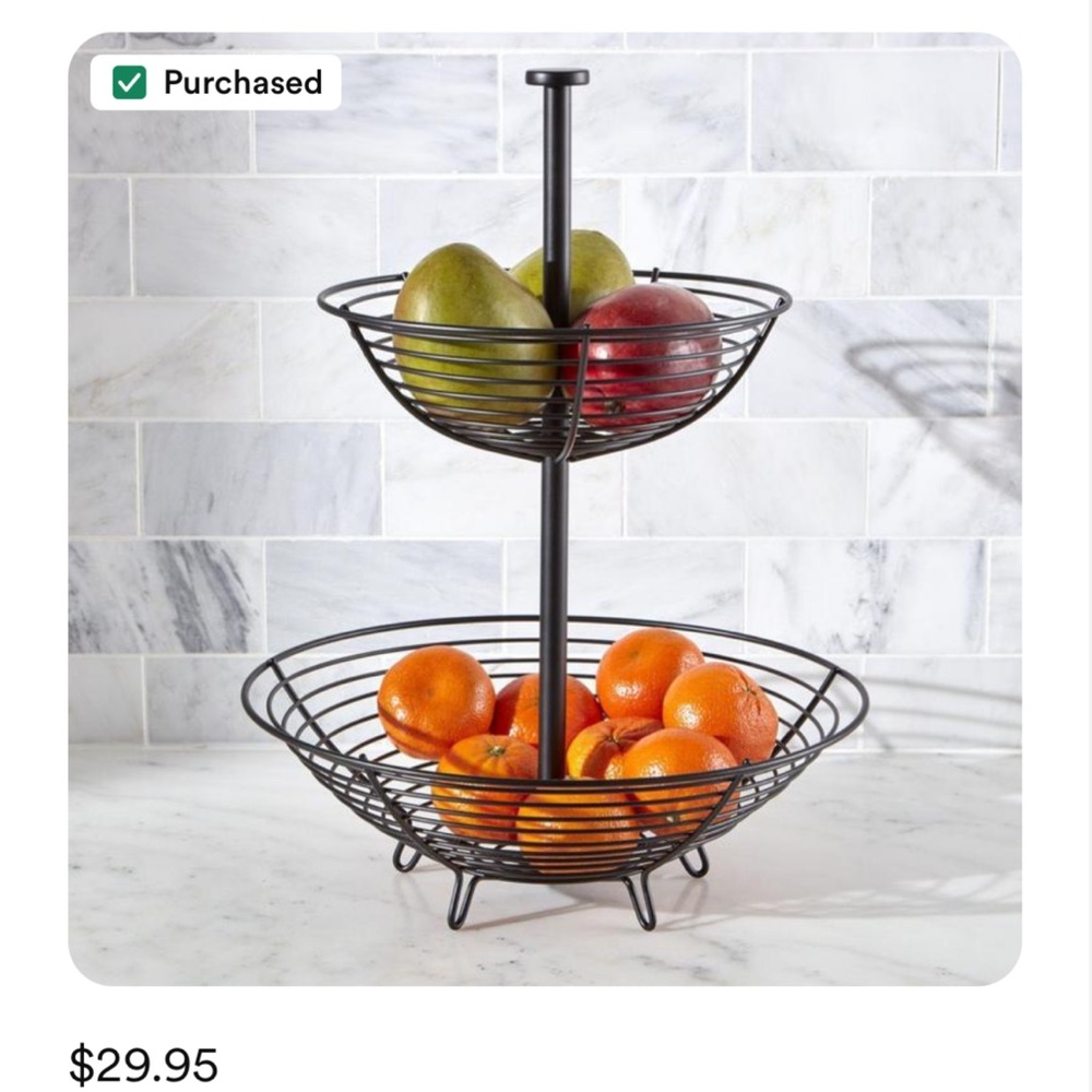 Crate&Barrel Black Two-Tier Fruit Basket